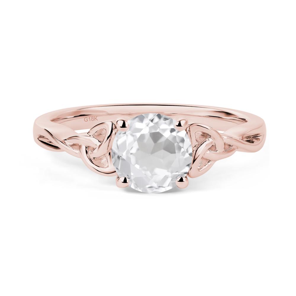 Round Cut White Topaz Celtic Ring - LUO Jewelry #metal_18k rose gold