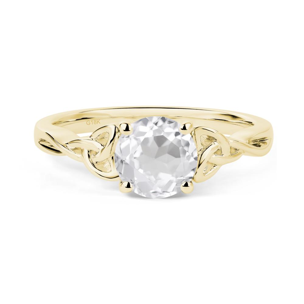 Round Cut White Topaz Celtic Ring - LUO Jewelry #metal_18k yellow gold