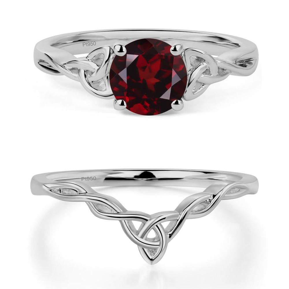 Round Cut Garnet Celtic Ring - LUO Jewelry #metal_platinum