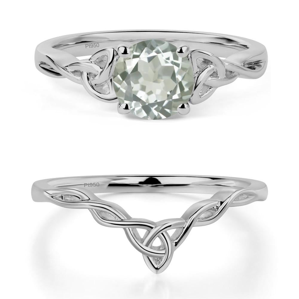 Round Cut Green Amethyst Celtic Ring - LUO Jewelry #metal_platinum