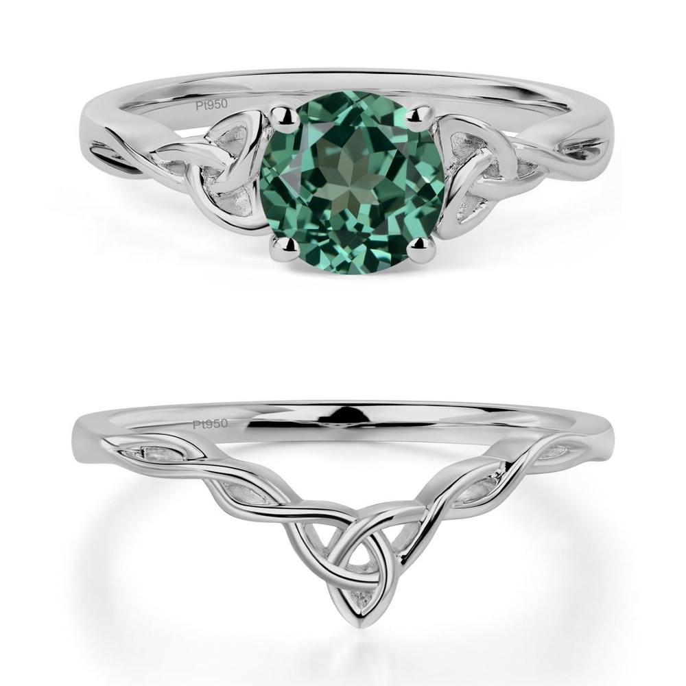 Round Cut Green Sapphire Celtic Ring - LUO Jewelry #metal_platinum