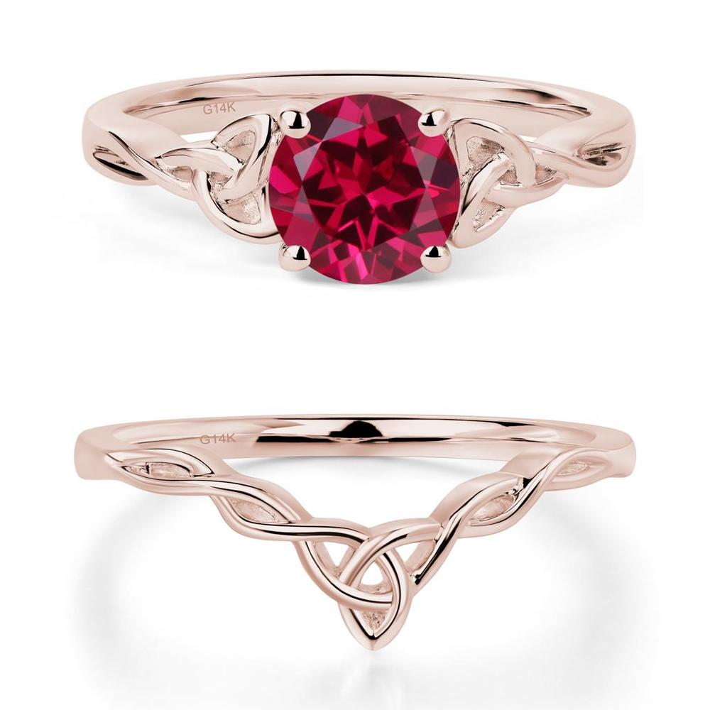 Round Cut Ruby Celtic Ring - LUO Jewelry #metal_14k rose gold