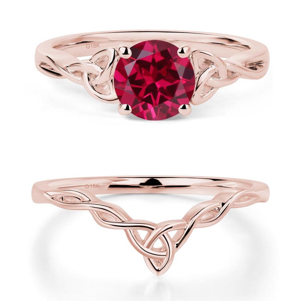 Round Cut Ruby Celtic Ring - LUO Jewelry #metal_18k rose gold