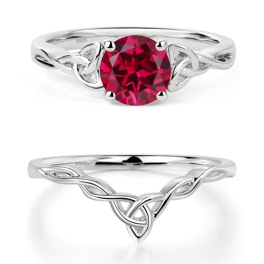 Round Cut Ruby Celtic Ring - LUO Jewelry #metal_sterling silver