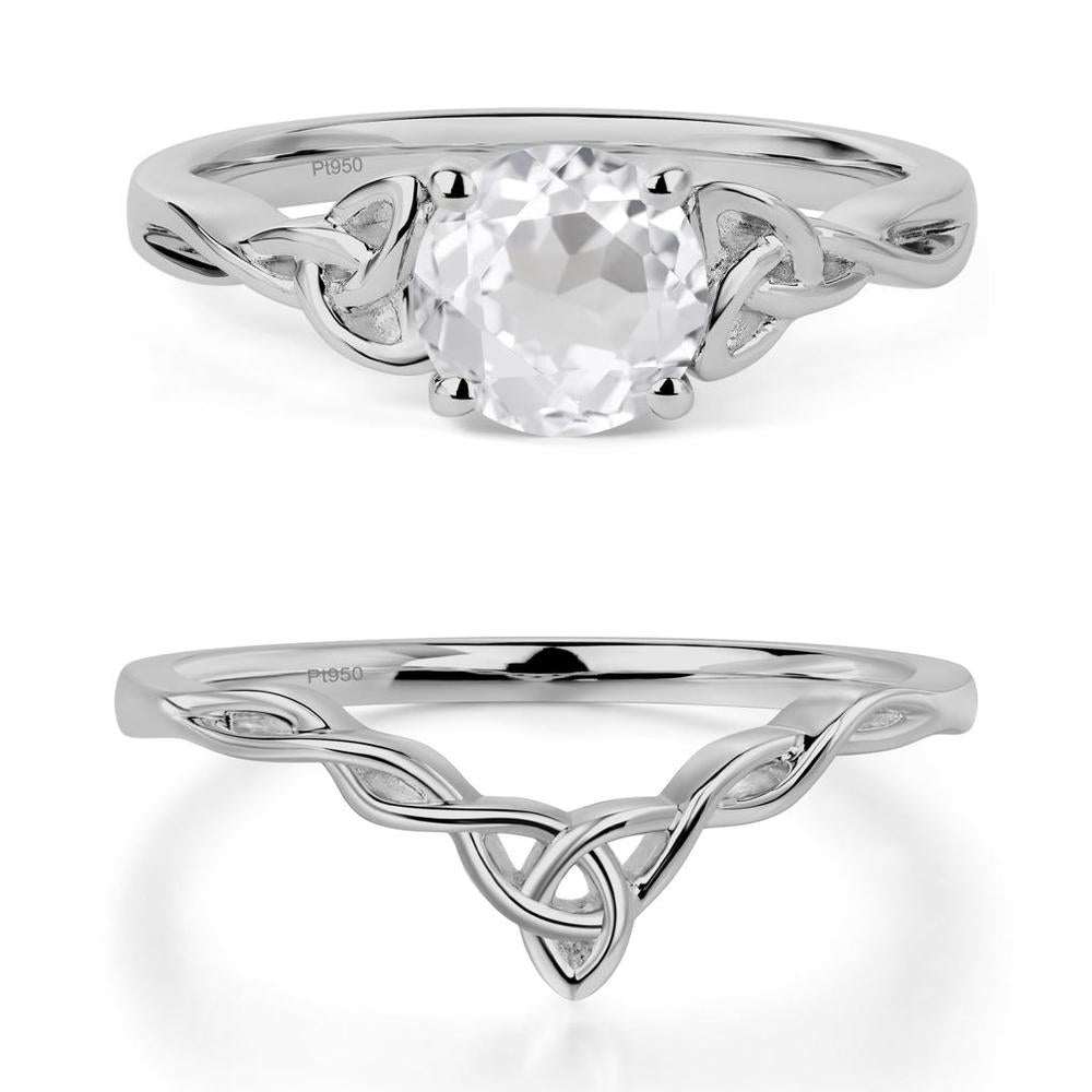 Round Cut White Topaz Celtic Ring - LUO Jewelry #metal_platinum
