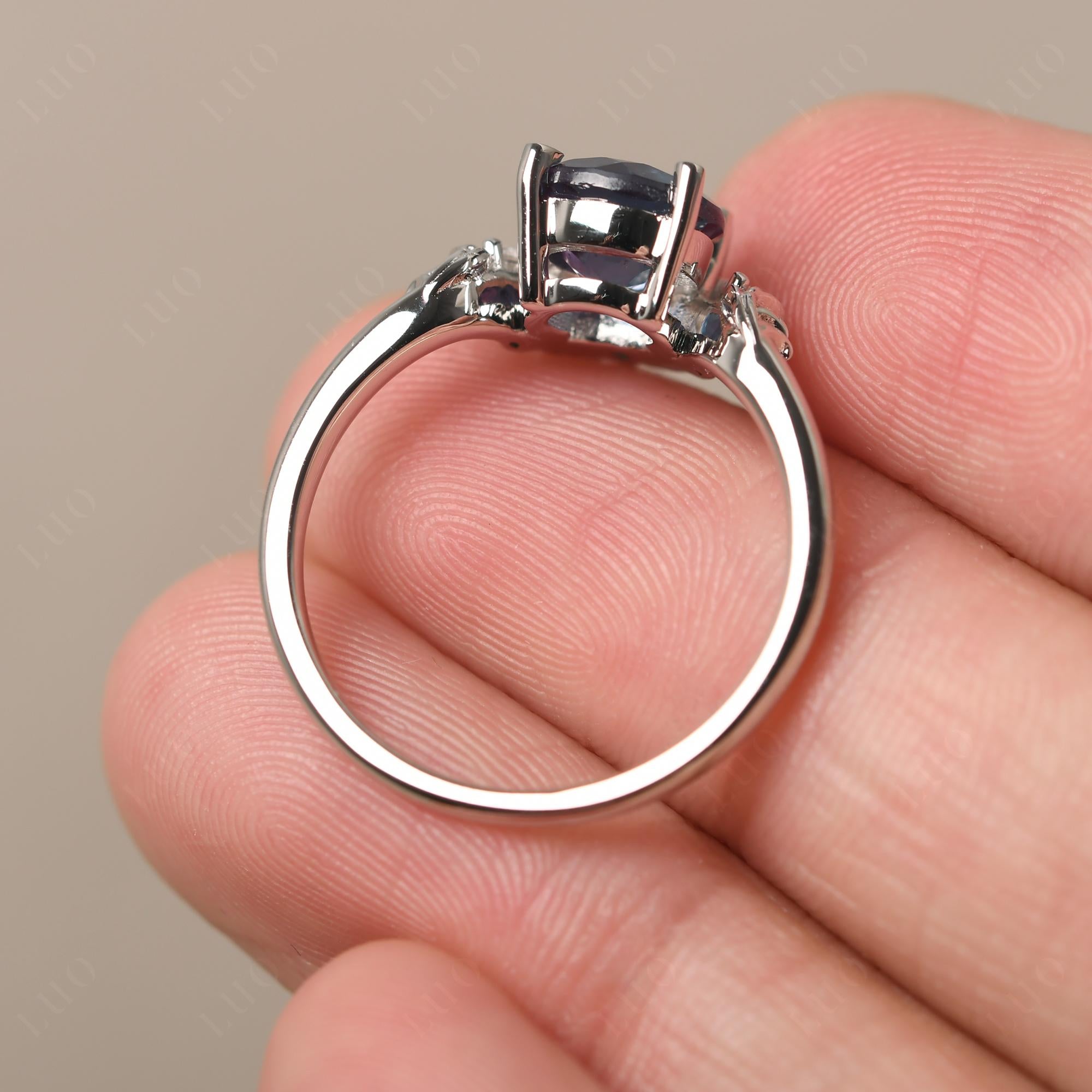 Alexandrite Ring with Marquise Side Stone - LUO Jewelry