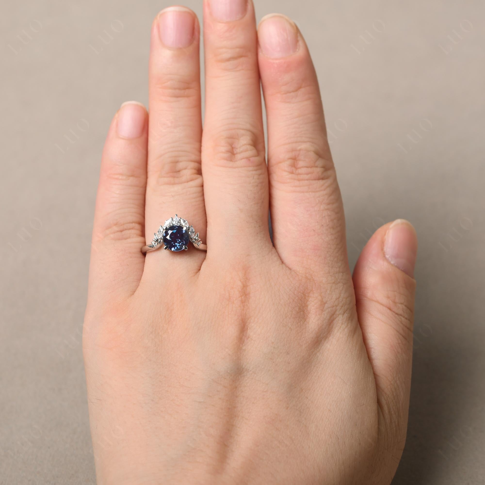 Alexandrite Ring with Marquise Side Stone - LUO Jewelry