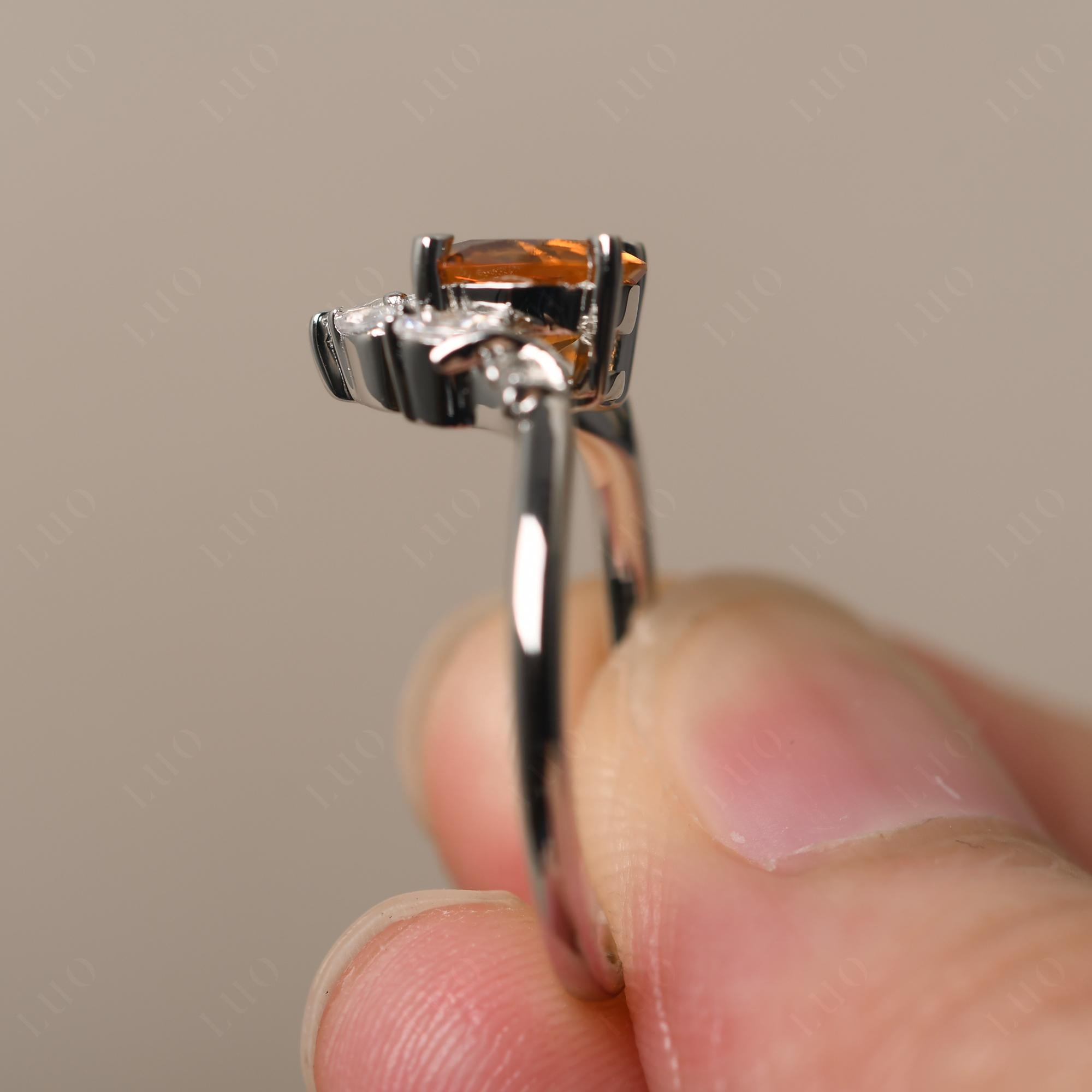 Citrine Ring with Marquise Side Stone - LUO Jewelry