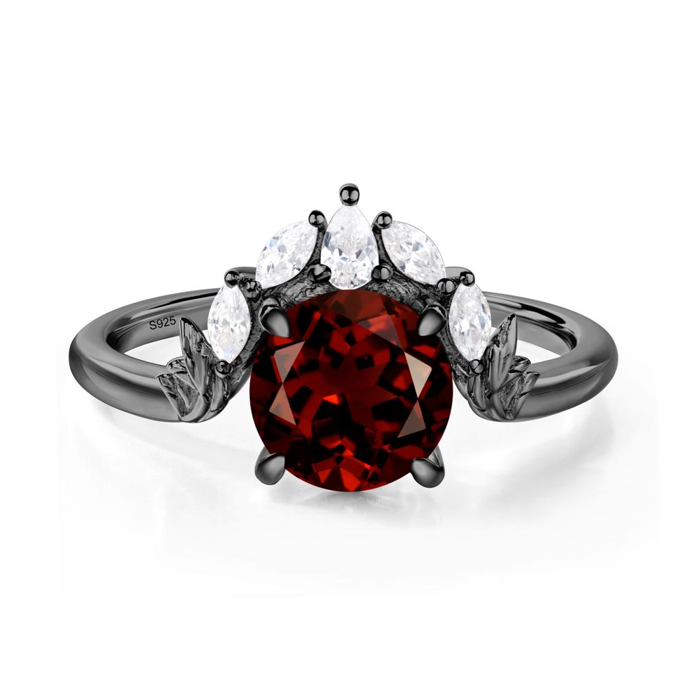 Garnet Ring with Marquise Side Stone - LUO Jewelry #metal_black finish sterling silver