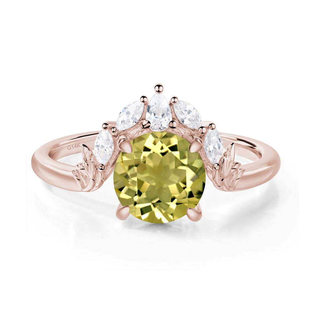 Lemon Quartz Ring with Marquise Side Stone - LUO Jewelry #metal_14k rose gold