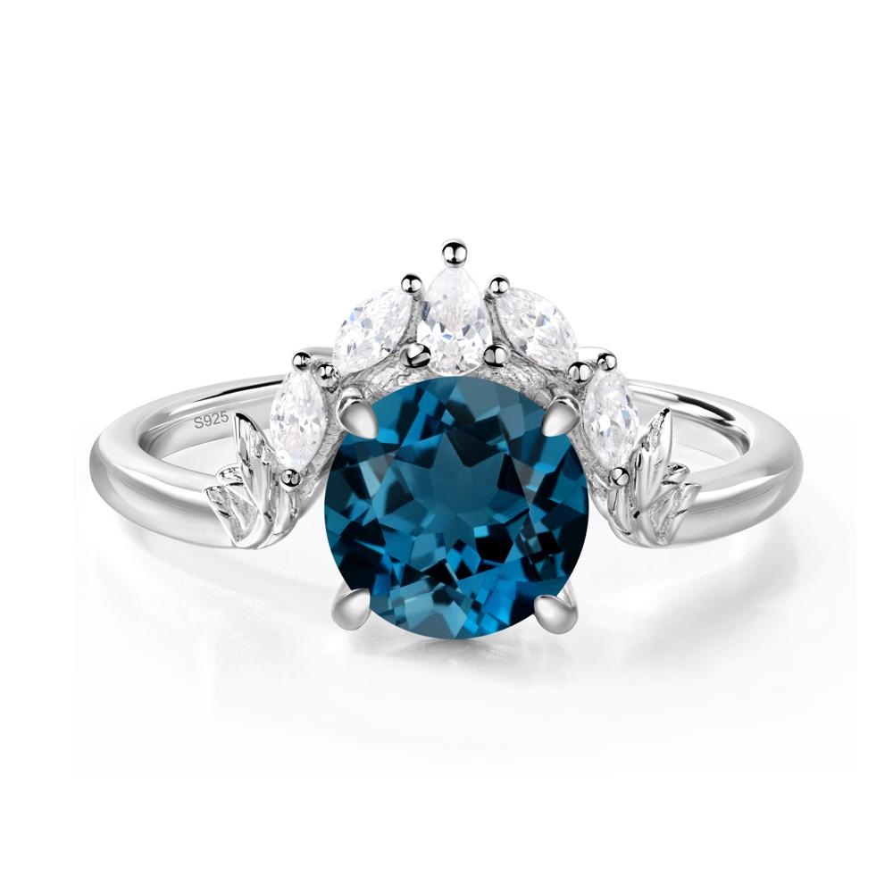 London Blue Topaz Ring with Marquise Side Stone - LUO Jewelry #metal_sterling silver