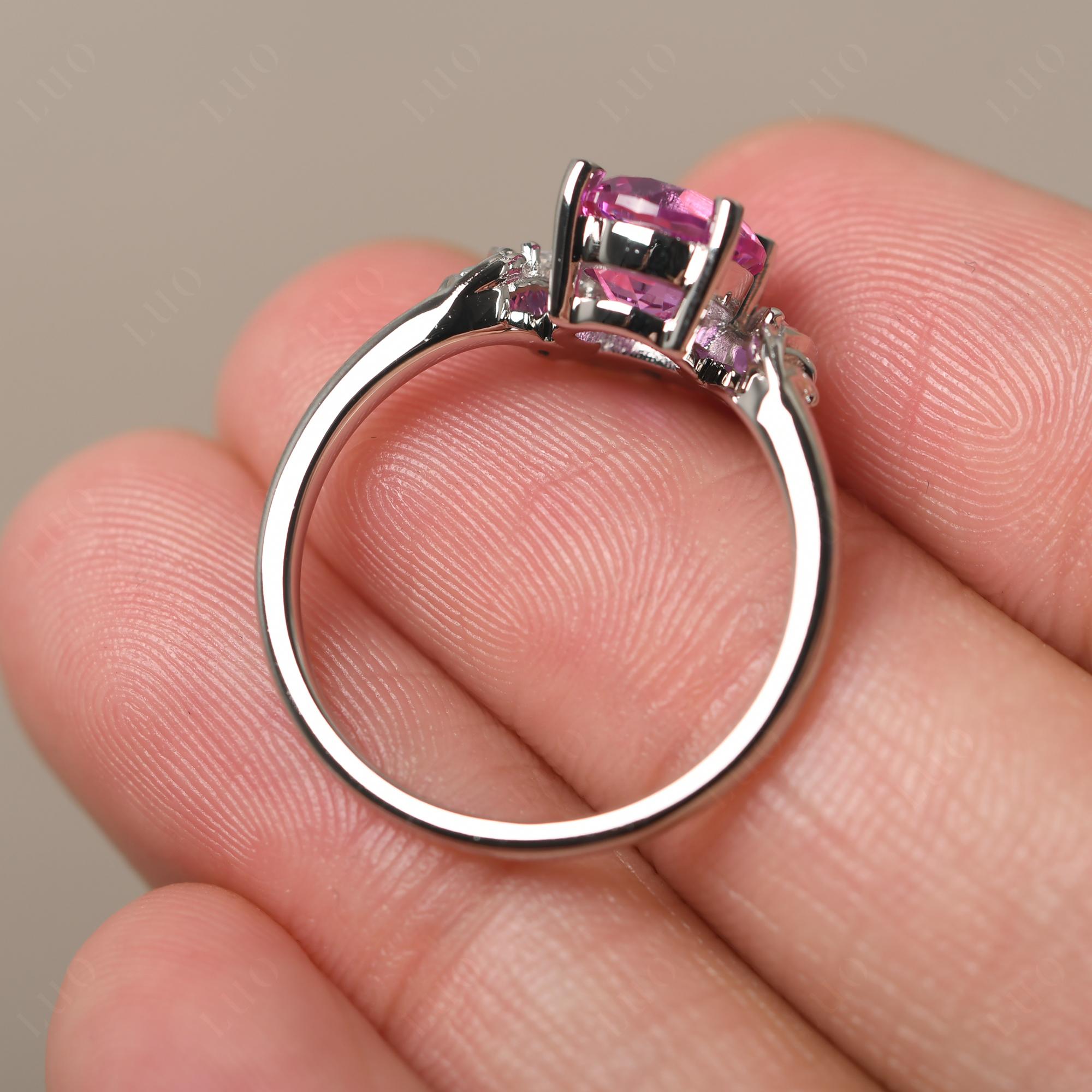Pink Sapphire Ring with Marquise Side Stone - LUO Jewelry
