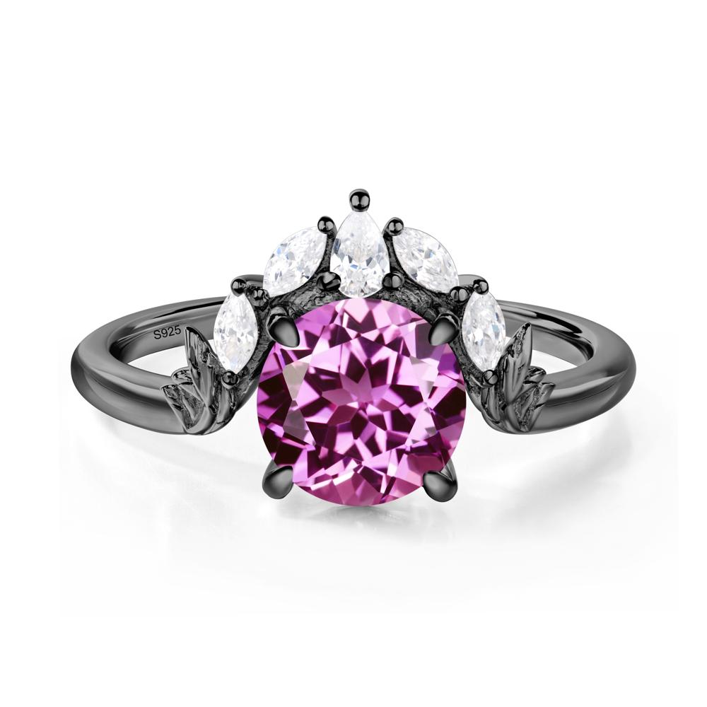 Pink Sapphire Ring with Marquise Side Stone - LUO Jewelry #metal_black finish sterling silver