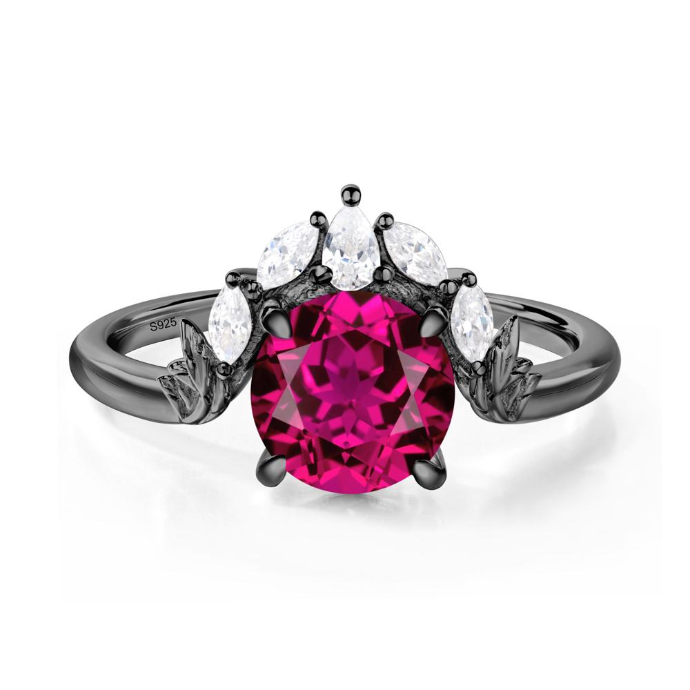 Ruby Ring with Marquise Side Stone - LUO Jewelry #metal_black finish sterling silver