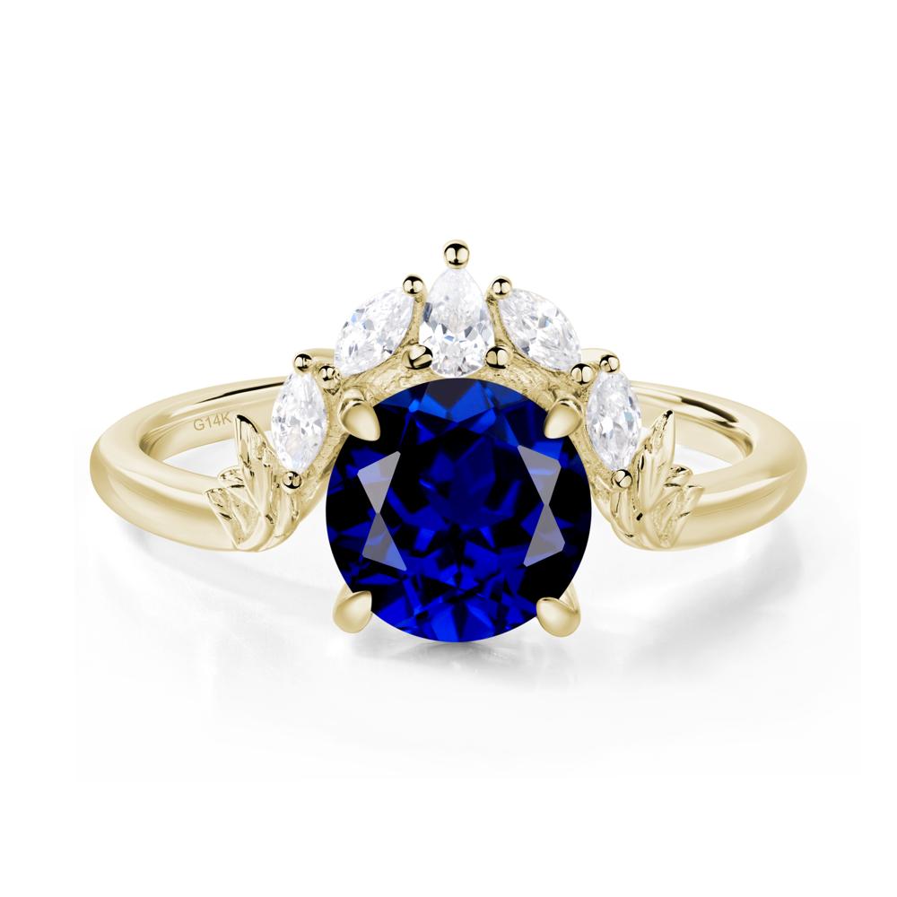 Sapphire Ring with Marquise Side Stone - LUO Jewelry #metal_14k yellow gold