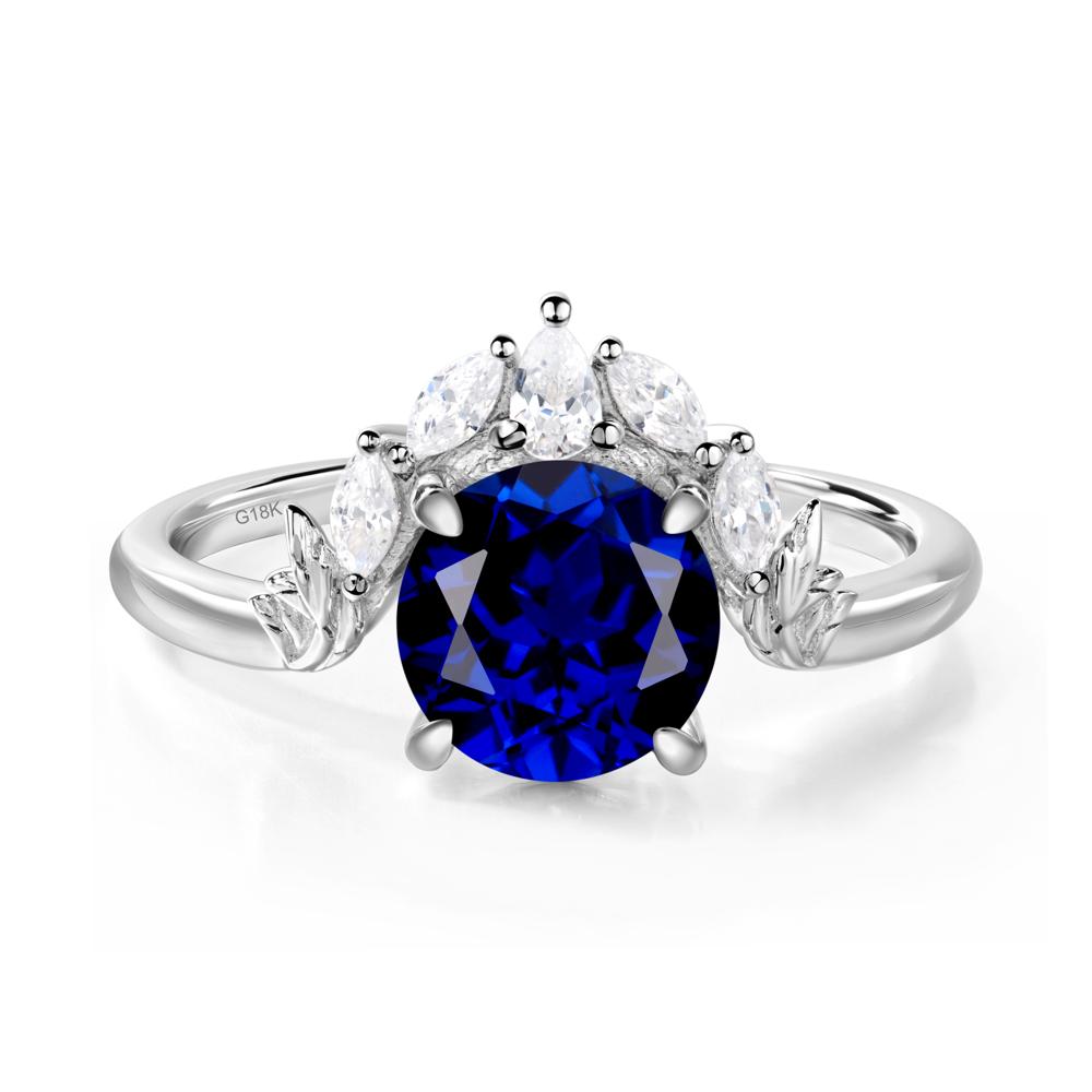 Sapphire Ring with Marquise Side Stone - LUO Jewelry #metal_18k white gold