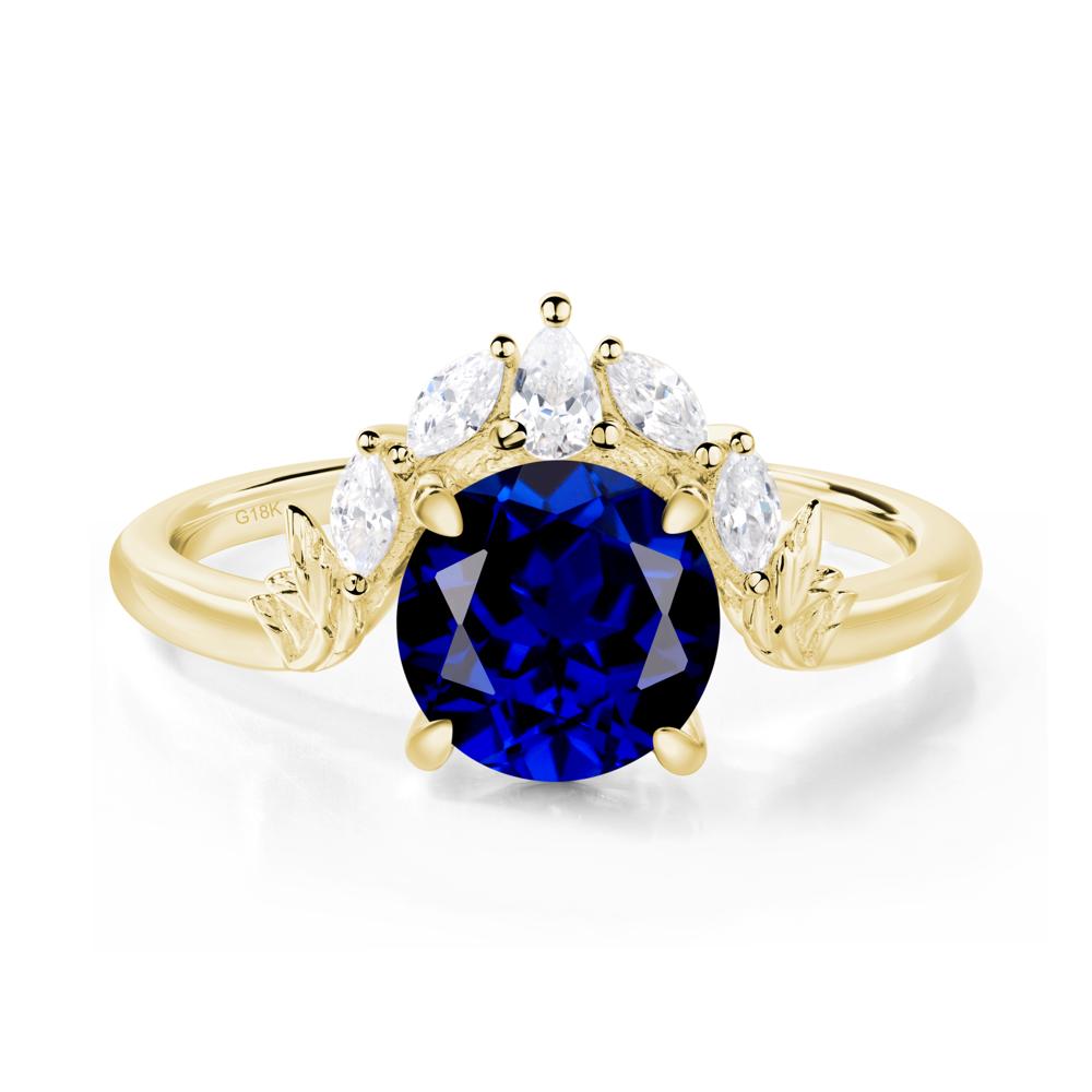 Sapphire Ring with Marquise Side Stone - LUO Jewelry #metal_18k yellow gold