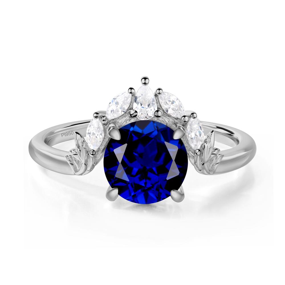 Sapphire Ring with Marquise Side Stone - LUO Jewelry #metal_platinum