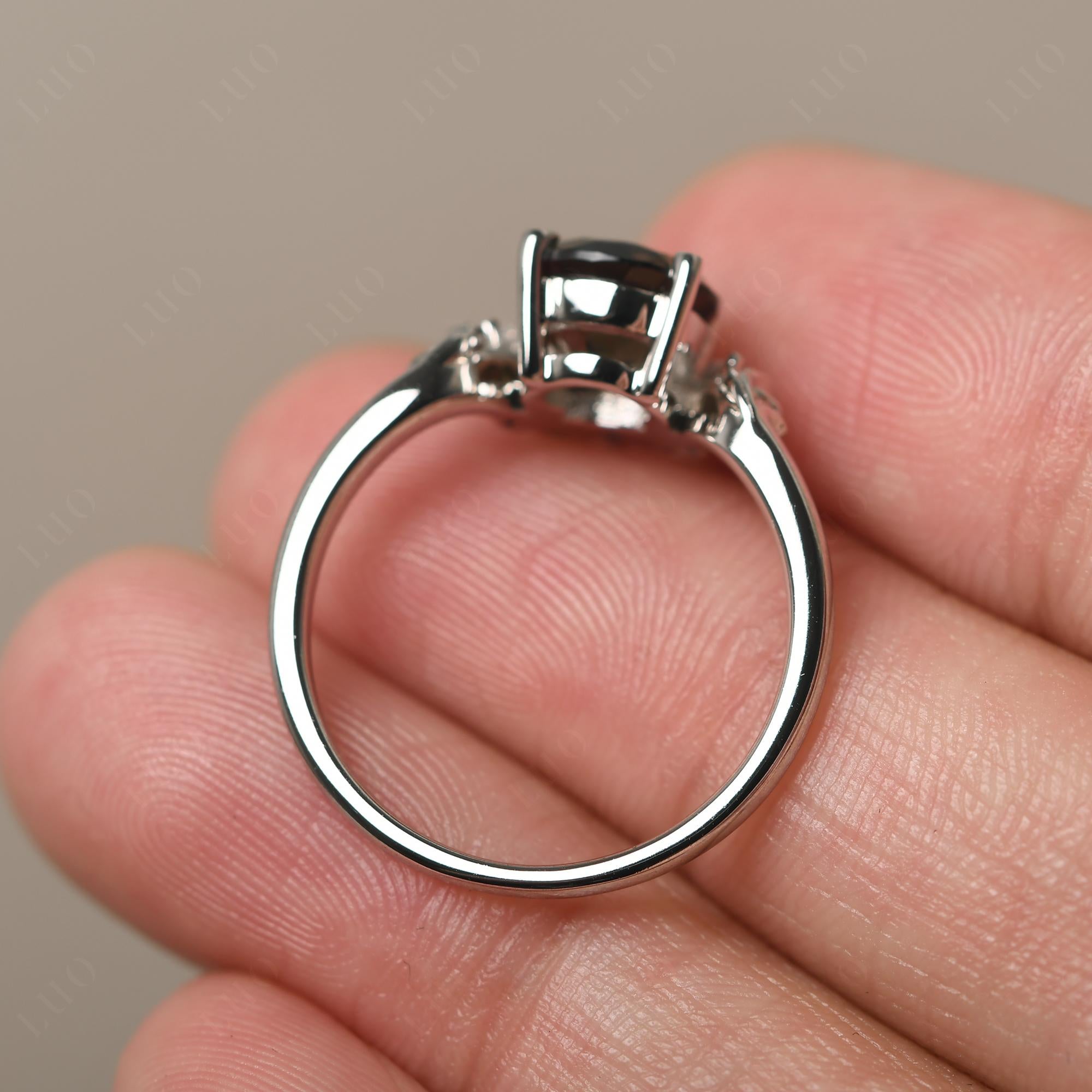 Smoky Quartz Ring with Marquise Side Stone - LUO Jewelry