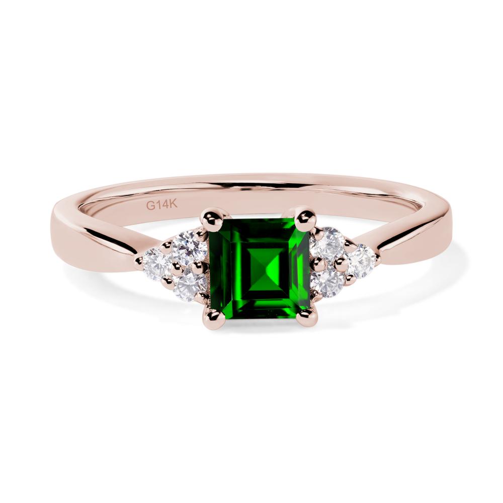 Square Cut Diopside Petite Ring - LUO Jewelry #metal_14k rose gold