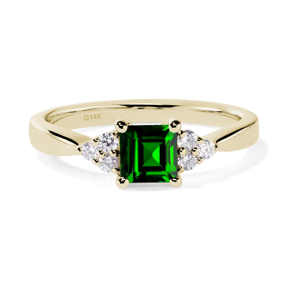 Square Cut Diopside Petite Ring - LUO Jewelry #metal_14k yellow gold