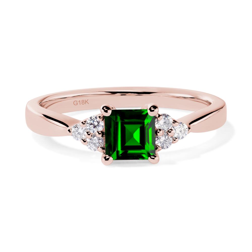 Square Cut Diopside Petite Ring - LUO Jewelry #metal_18k rose gold