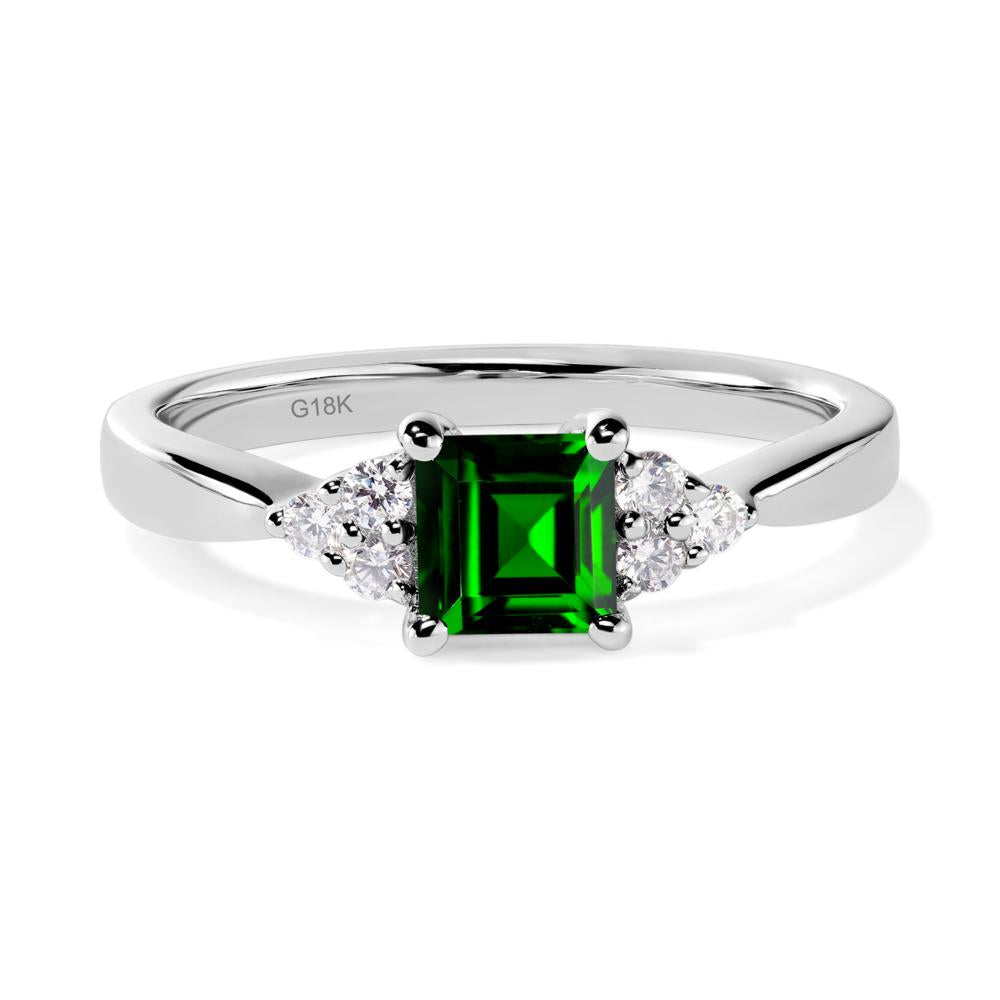 Square Cut Diopside Petite Ring - LUO Jewelry #metal_18k white gold