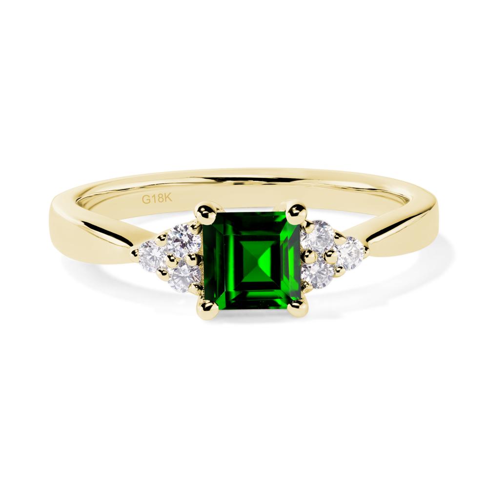 Square Cut Diopside Petite Ring - LUO Jewelry #metal_18k yellow gold