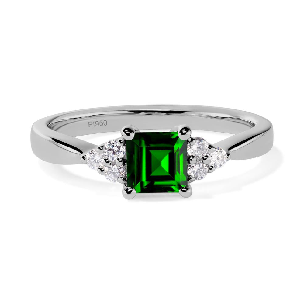 Square Cut Diopside Petite Ring - LUO Jewelry #metal_platinum