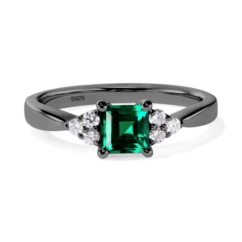 Square Cut Emerald Petite Ring - LUO Jewelry #metal_black finish sterling silver