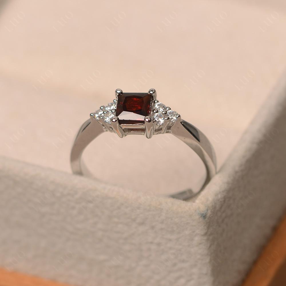 Princess Cut Garnet Petite Ring - LUO Jewelry
