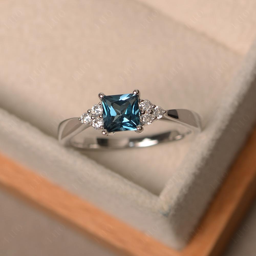 Princess Cut London Blue Topaz Petite Ring - LUO Jewelry