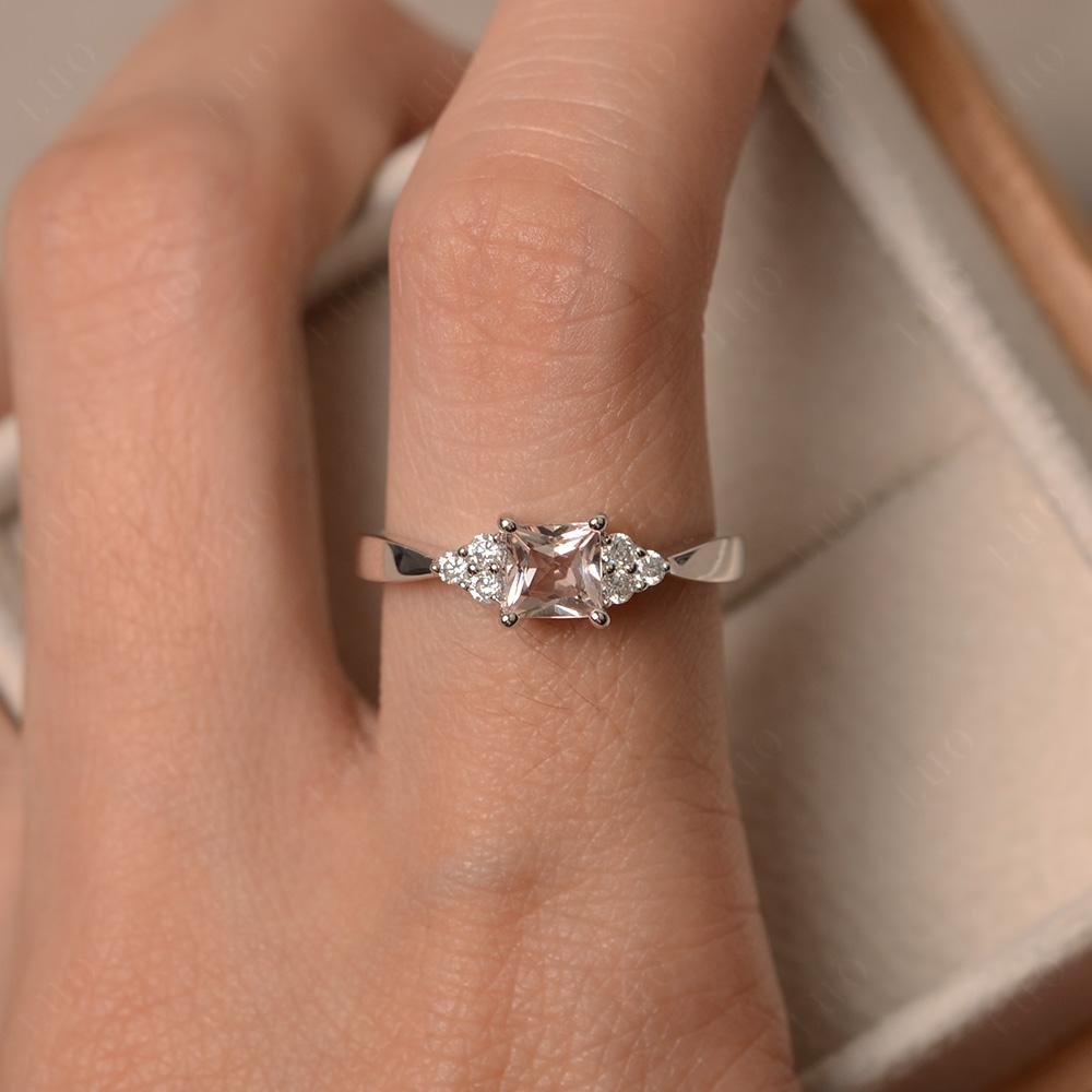 Princess Cut Morganite Petite Ring - LUO Jewelry