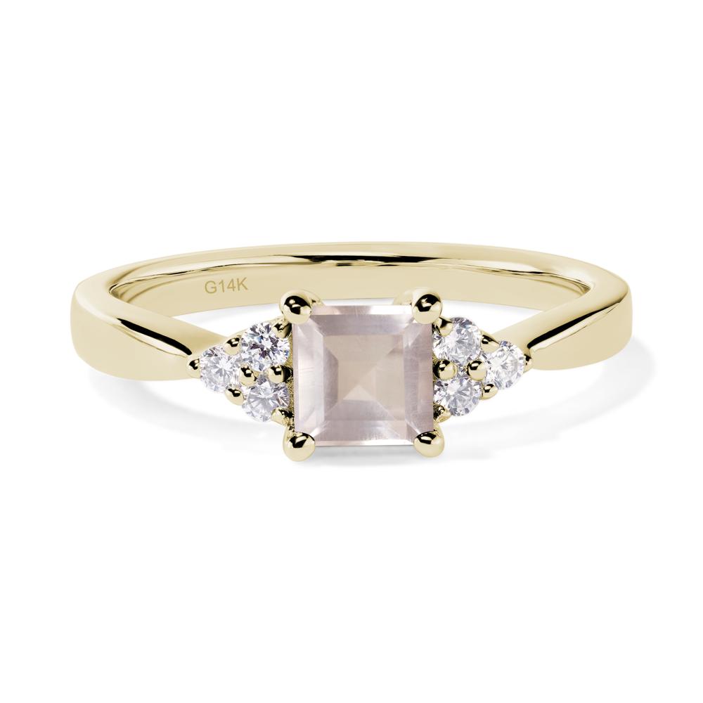 Square Cut Rose Quartz Petite Ring - LUO Jewelry #metal_14k yellow gold