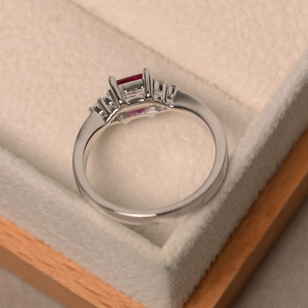 Princess Cut Ruby Petite Ring - LUO Jewelry