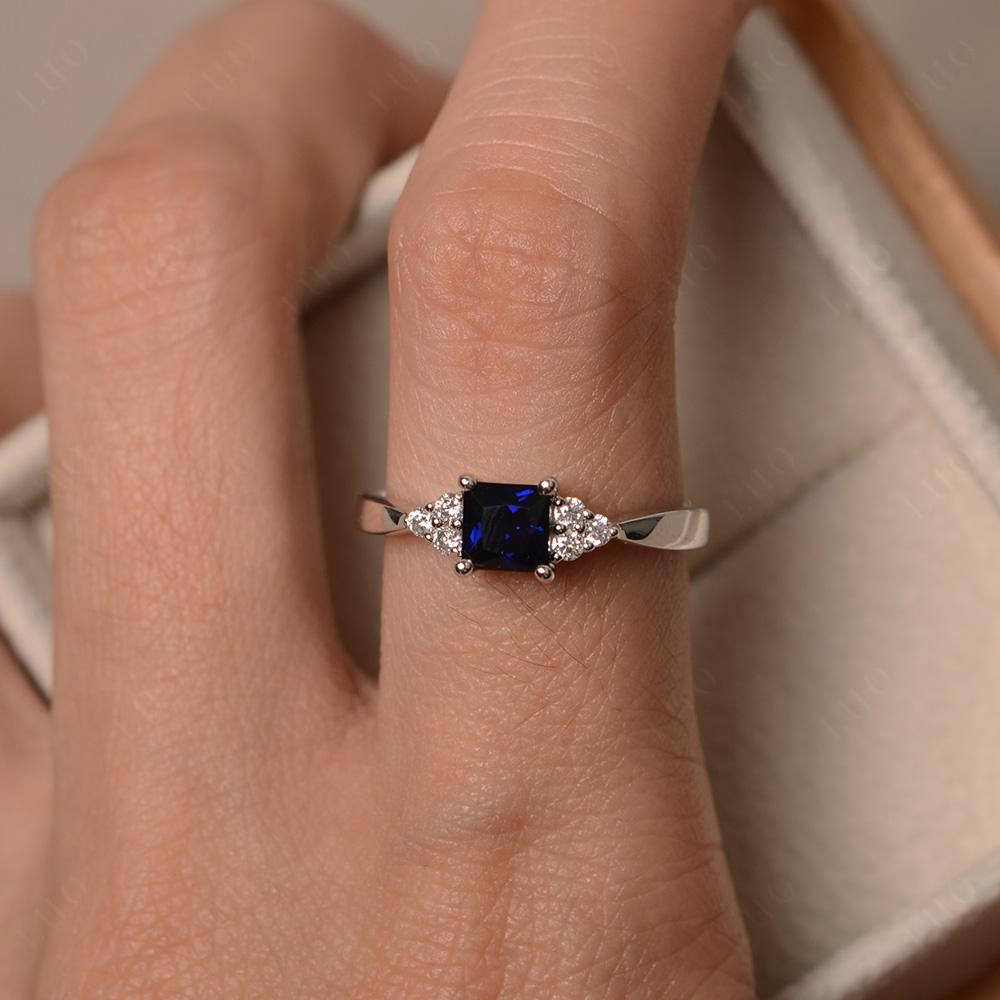 Princess Cut Sapphire Petite Ring - LUO Jewelry