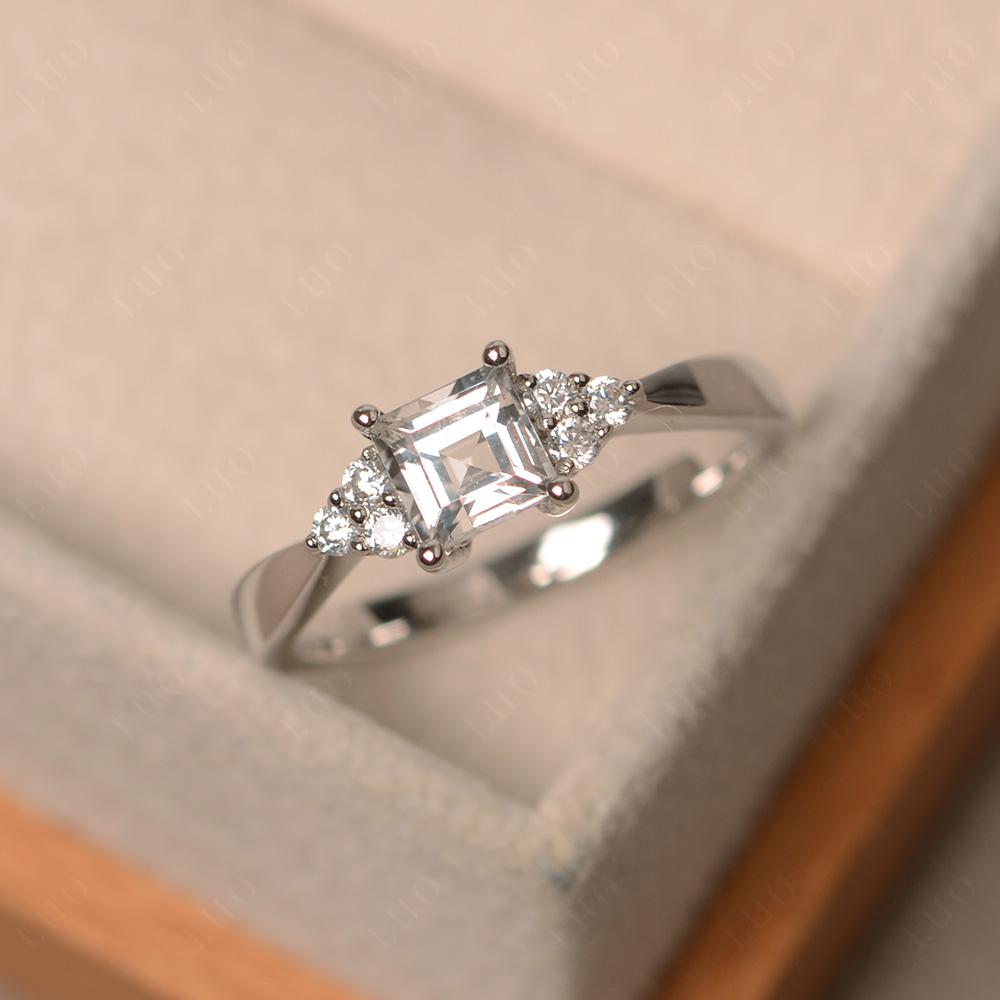 Square Cut White Topaz Petite Ring - LUO Jewelry