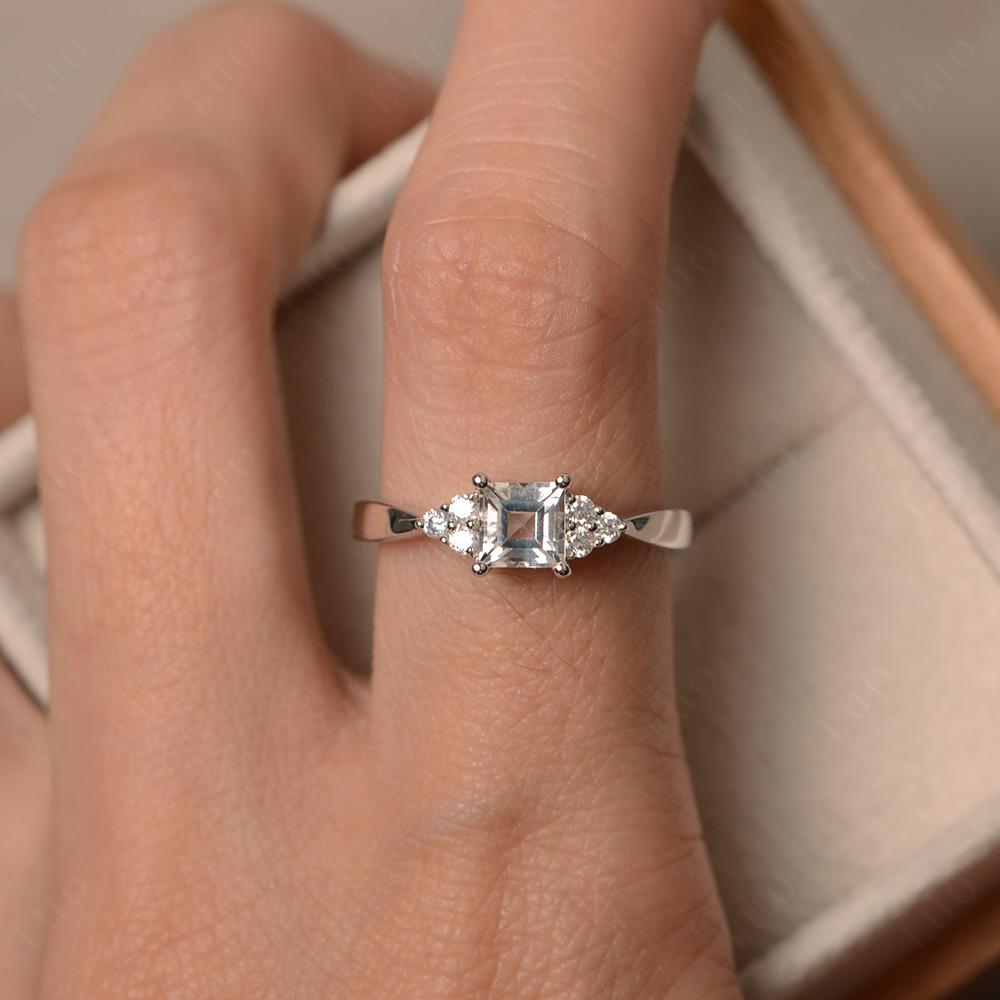 Square Cut White Topaz Petite Ring - LUO Jewelry