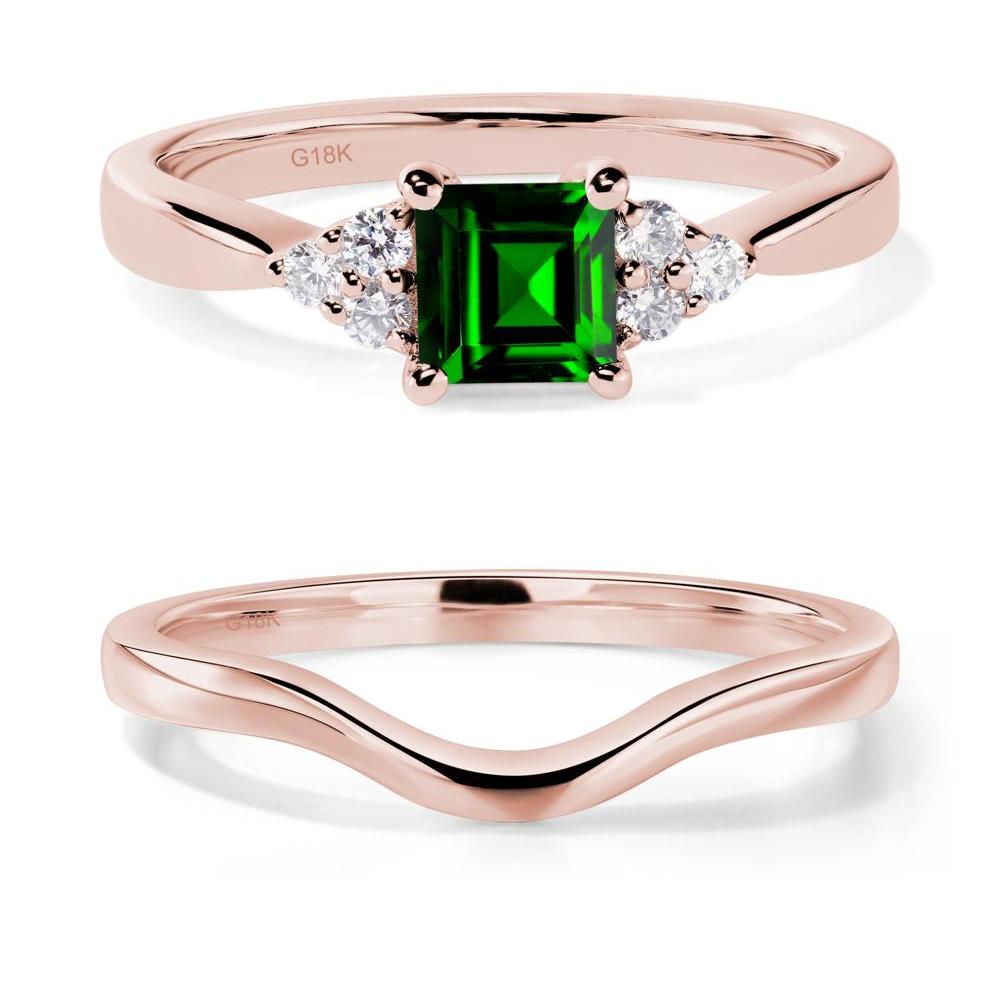 Square Cut Diopside Petite Ring - LUO Jewelry #metal_18k rose gold