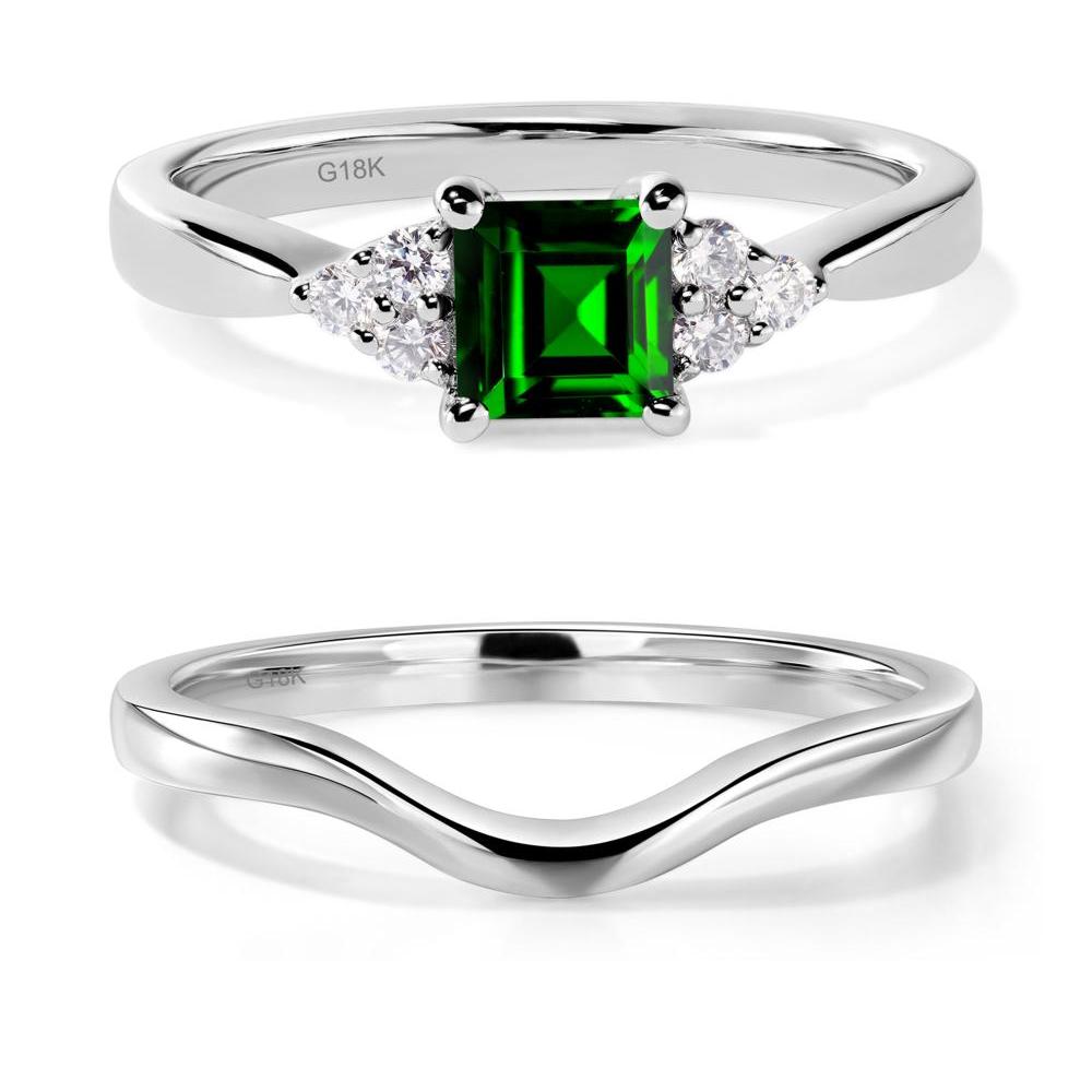 Square Cut Diopside Petite Ring - LUO Jewelry #metal_18k white gold