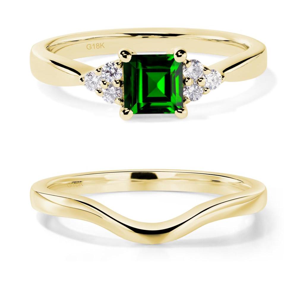 Square Cut Diopside Petite Ring - LUO Jewelry #metal_18k yellow gold