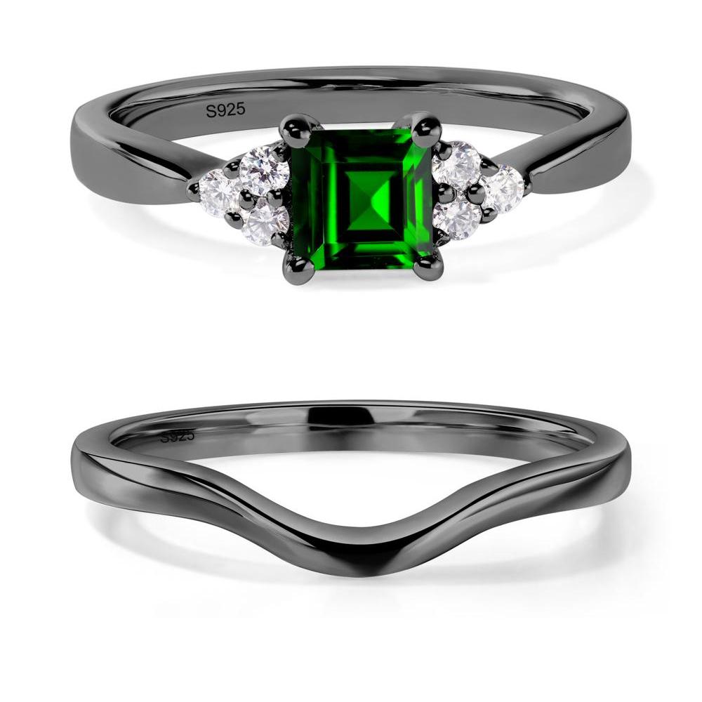 Square Cut Diopside Petite Ring - LUO Jewelry #metal_black finish sterling silver