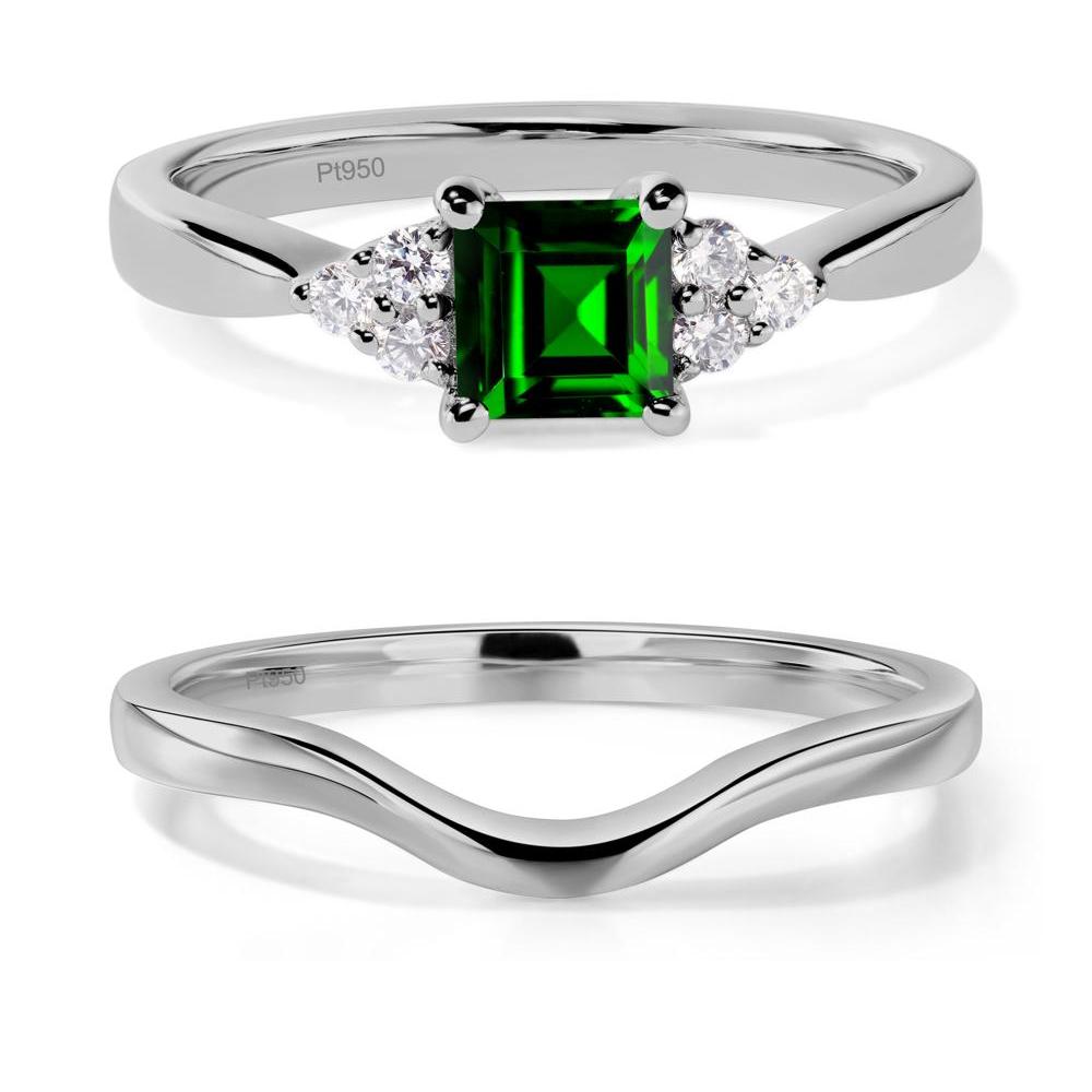 Square Cut Diopside Petite Ring - LUO Jewelry #metal_platinum