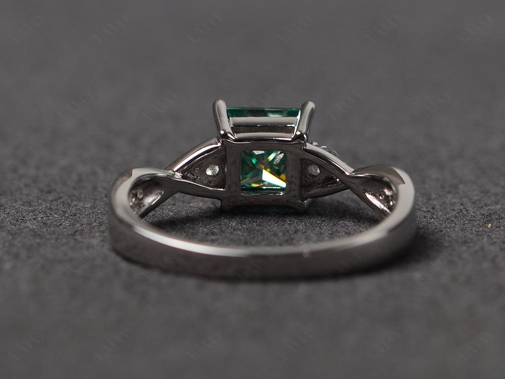 Green Moissanite Princess Cut Twist Engagement Ring - LUO Jewelry