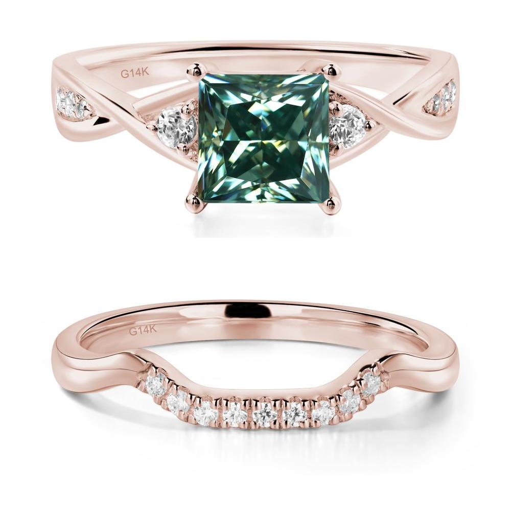 Green Moissanite Princess Cut Twist Engagement Ring - LUO Jewelry #metal_xxxxx