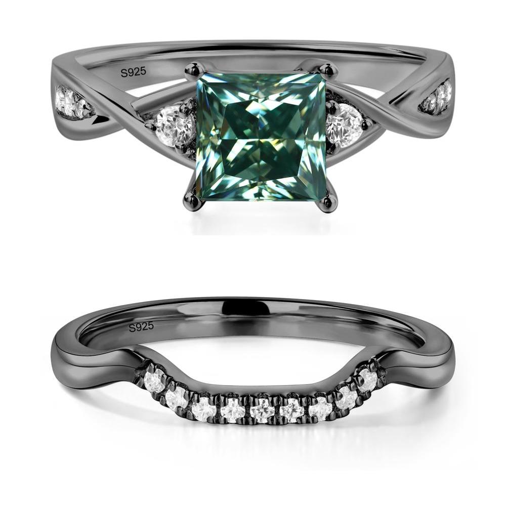 Green Moissanite Princess Cut Twist Engagement Ring - LUO Jewelry #metal_xxxxx