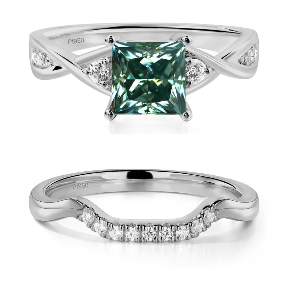 Green Moissanite Princess Cut Twist Engagement Ring - LUO Jewelry #metal_xxxxx