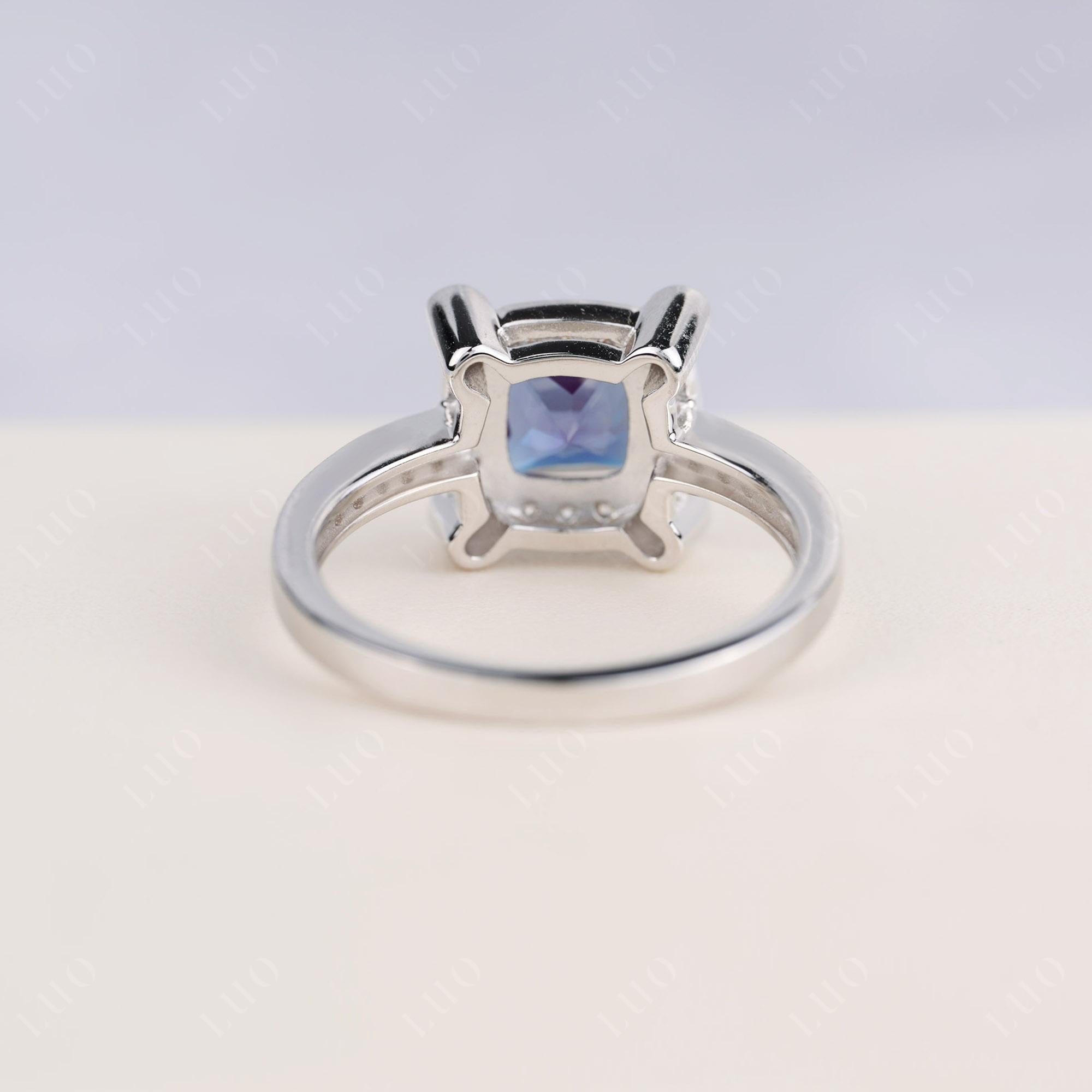 Princess Cut Alexandrite Halo Statement Ring - LUO Jewelry