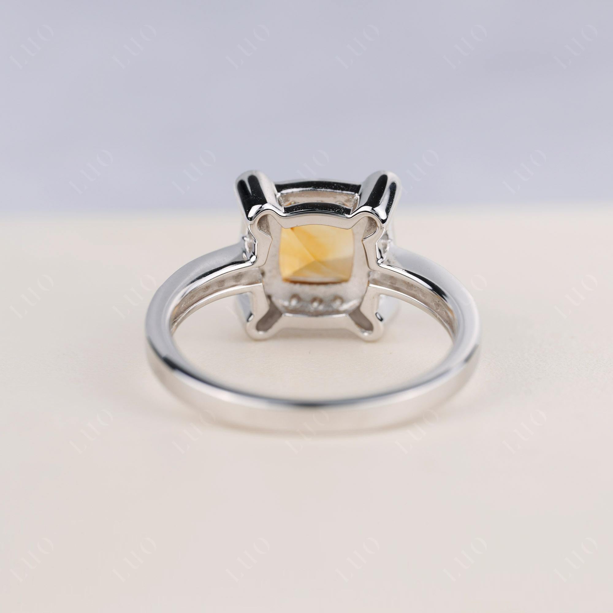 Princess Cut Citrine Halo Statement Ring - LUO Jewelry