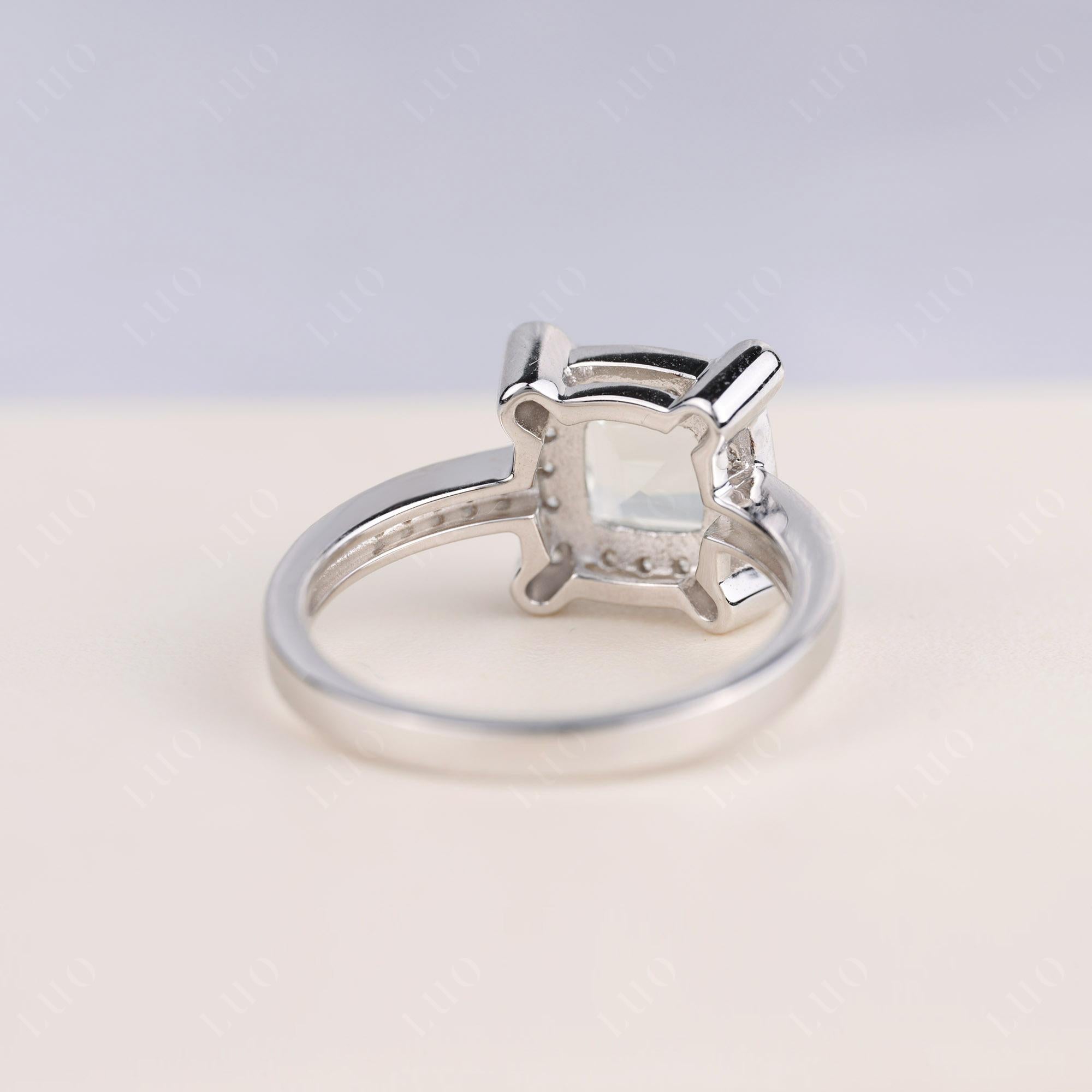 Princess Cut Green Amethyst Halo Statement Ring - LUO Jewelry